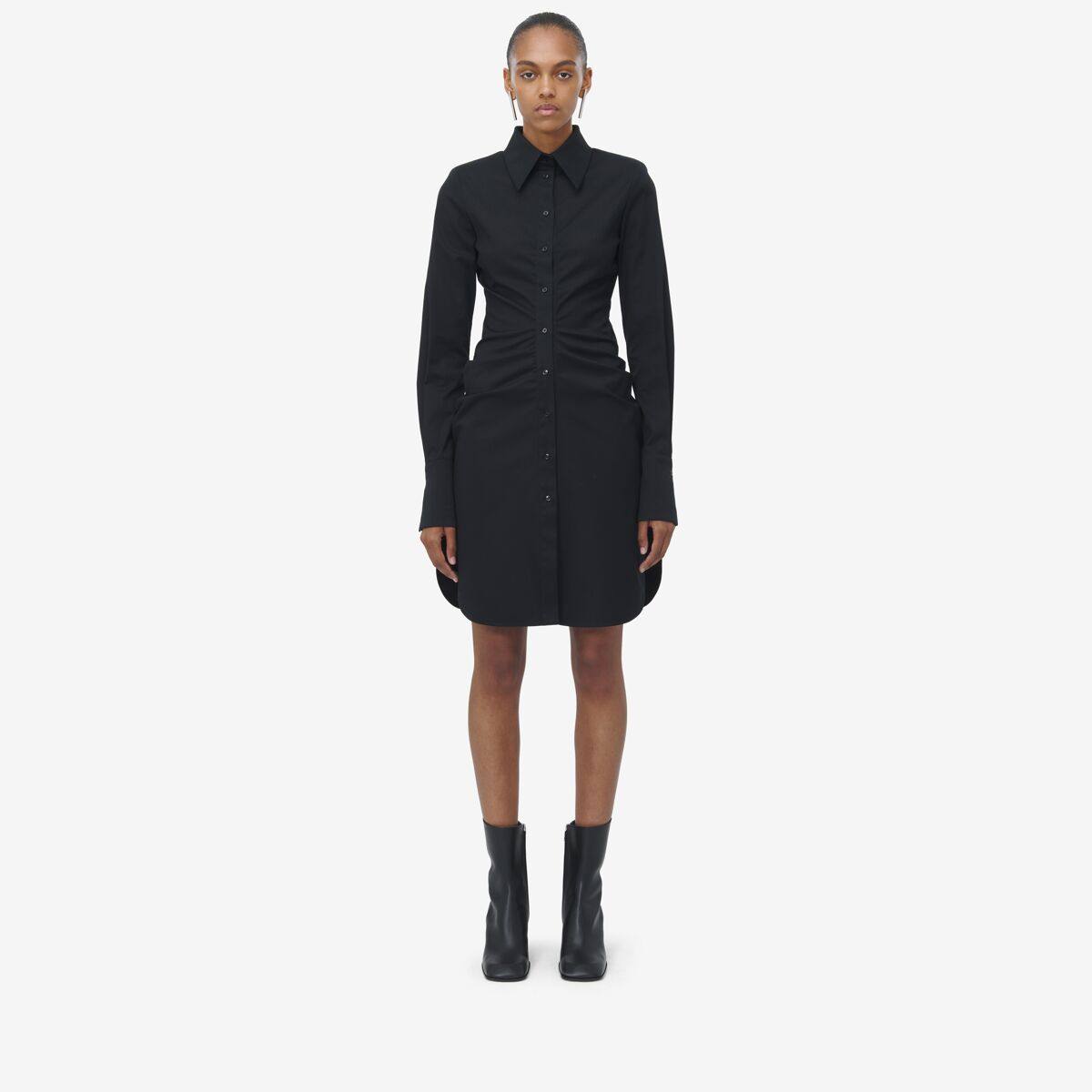 Alexander McQueen Women's Black Mini Shirt Dress - 12 (Cotton & Elastan)